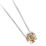 Silver & 18ct Gold Gilded Large Rose Pendant