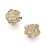 Silver & 18ct Gold Gilded Large Rose Studs
