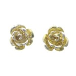 Silver & 18ct Gilded Small Trillion Rose Studs