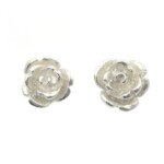 Silver Small Three Petal Rose Studs