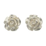 Silver Small Five Petal Rose Studs