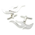 Silver Swivel-Backed Polished Flame Cuff-links