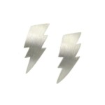 Silver Satin Lightning Bolt Studs