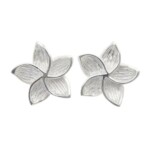 Silver Satin Twist Flower Studs