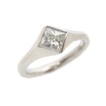 Palladium Princess-Cut Diamond Solitaire Engagement Ring – £6,000.00 Bespoke Item - Contact for Full Details Palladium Princess-Cut Diamond Solitaire Engagement Ring