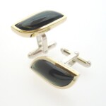Silver & 18ct Yellow Gold Bottle-Green Tourmaline Cuff-links