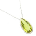 Silver & 18ct Yellow Gold Pear-Shape Lemon Quartz (10ct) Pendant
