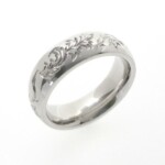Palladium Engraved “Edwardian Leaf” Wedding Band