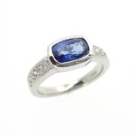 18ct White Gold Cushion-Cut Royal Blue Sapphire & Diamond Ring