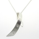 Silver Satin Diamond Ribbon Twist Pendant