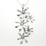 Silver Hammered Oxidised Floral Pendant