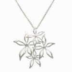 Silver Satin Interlocking Diamond Floral Pendant