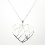 Silver Frame-work Open Heart Pendant