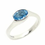 Silver Ellipse Ring With Blue Topaz
