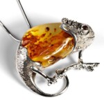 Silver Large Chameleon Amber Pendant