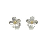 18ct White & Yellow Gold Daisy Stud Earrings