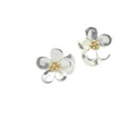 Silver & 18ct Gilded Daisy Stud Earrings