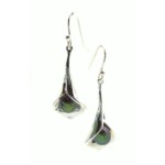 Silver Peacock Pearl Fluted Drop Earrings