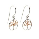 Silver & 18ct Gilded Tree of Life Drop Earrings