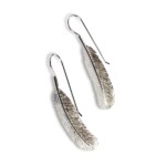 Silver Detailed Feather Drop Earrings