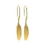 Silver & 18ct Gilded Detailed Leaf Drop Earrings