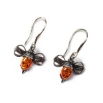 Silver Amber Bumble Bee Drop Earrings