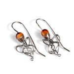 Silver Amber Balloon Octopus Drop Earrings
