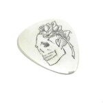 Silver Oxidised Skull & Rose Plectrum SP1-10-019 - £85.00 Silver Oxidised Skull & Rose Plectrum