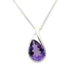 Silver Pear-Shape Amethyst Twist Pendant