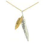 Silver & 18ct Gilded Detailed Double Leaf Pendant