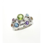 Silver Multi-Coloured Bubble Dress Ring